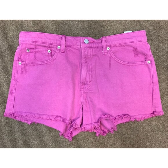 Lucky Brand Shorts Womens 12/31 Mid Rise Cut-Off Pink Denim Beach Pool Summer - Picture 1 of 10